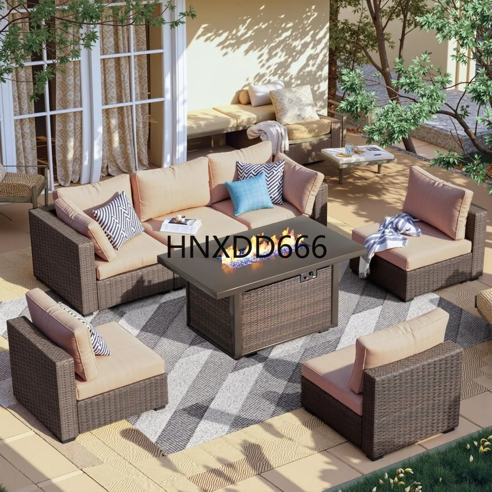 Outdoor Furniture Set With Fire Pit - 7 Piece Patio Furniture Set with