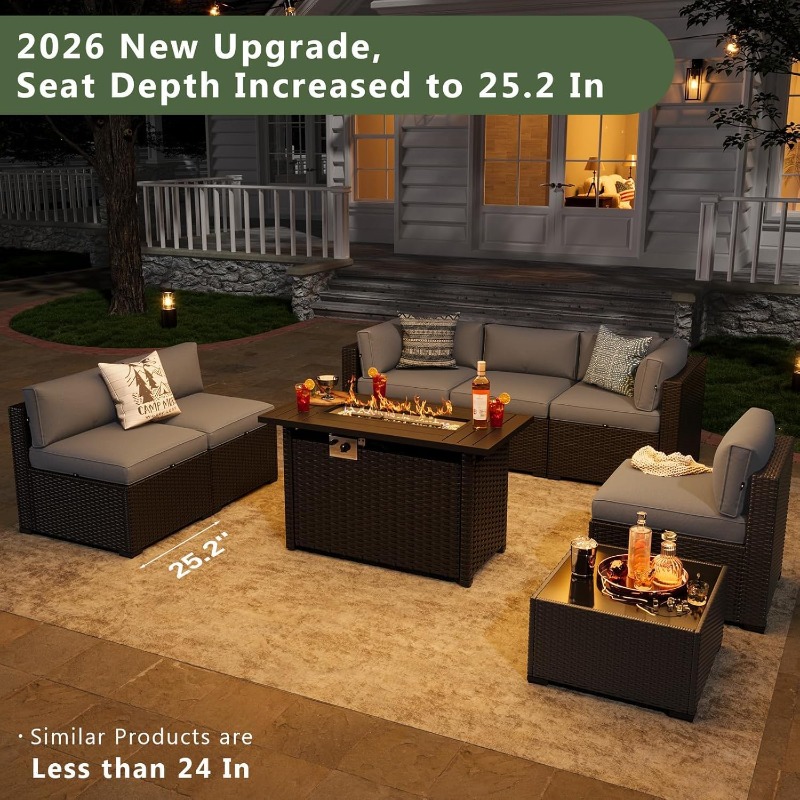 Outdoor Furniture Set With Fire Pit - Aoxun 8 Piece Patio Furniture Set