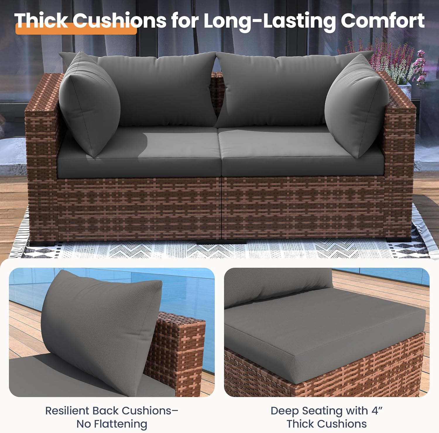 5-Piece Outdoor Sectional Sofa - Outdoor Furniture Set With Fire Pit review and price