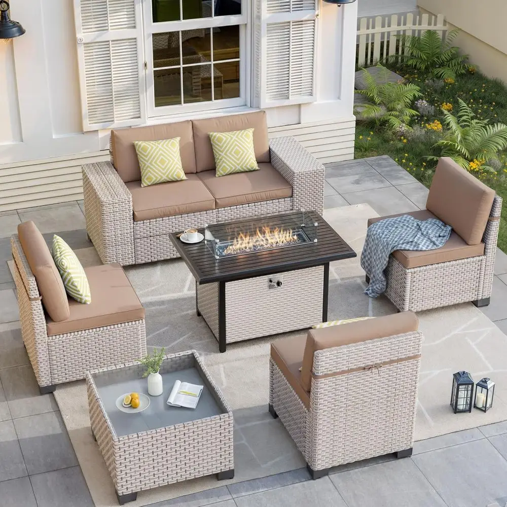 7-Piece Outdoor Patio Furnitur - Outdoor Furniture Set With Fire Pit review and price