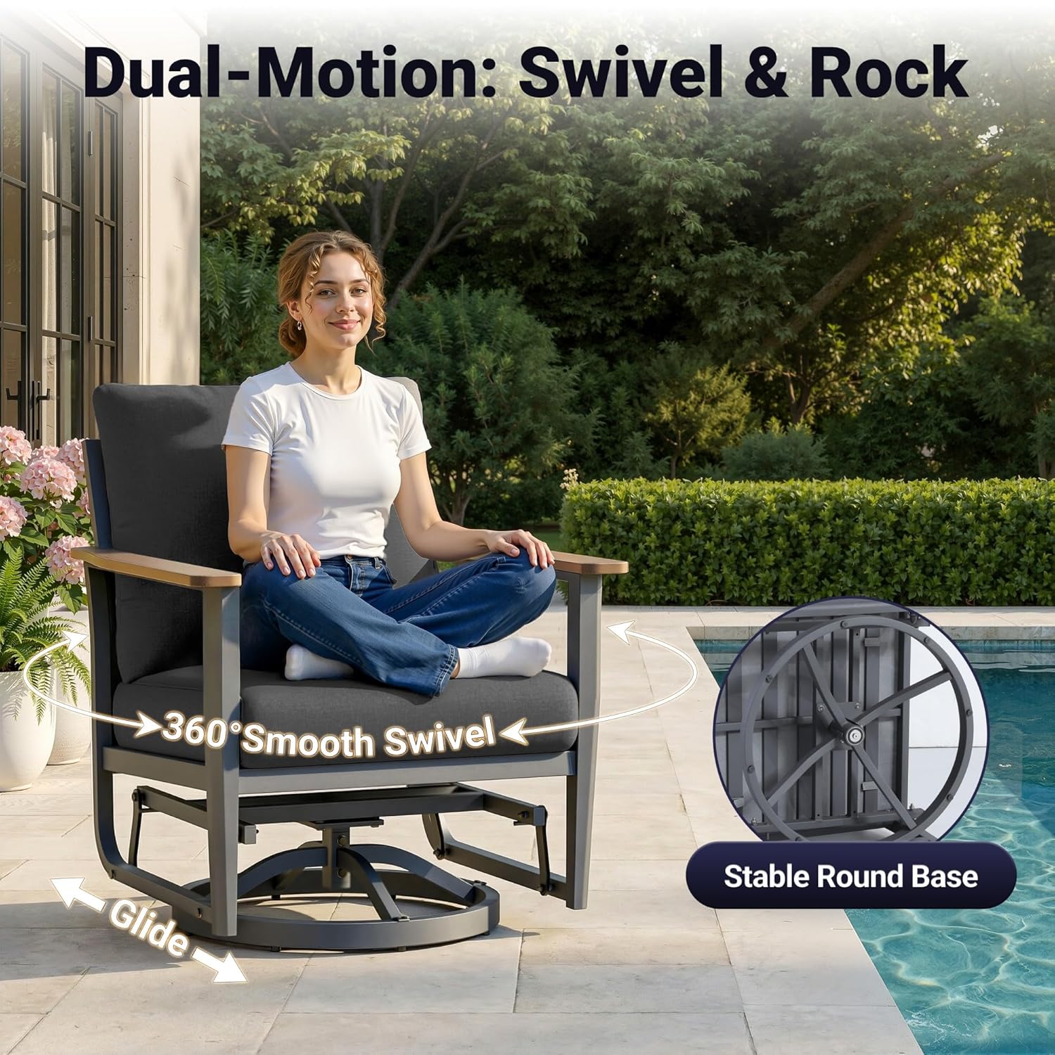 5pc Aluminum Patio Set Swivel  - Outdoor Furniture Set With Fire Pit review and price