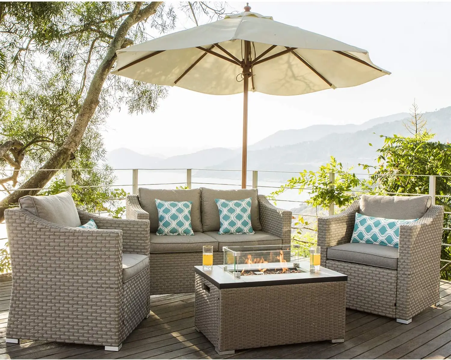 -Outdoor Furniture 5-Piece Wic - Outdoor Furniture Set With Fire Pit review and price