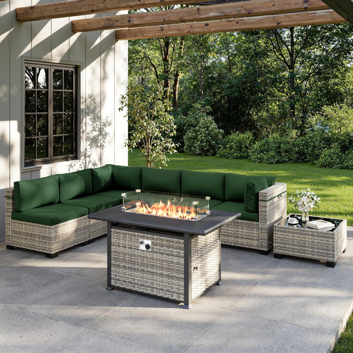 8-Piece Outdoor Patio Furnitur - Outdoor Furniture Set With Fire Pit review and price