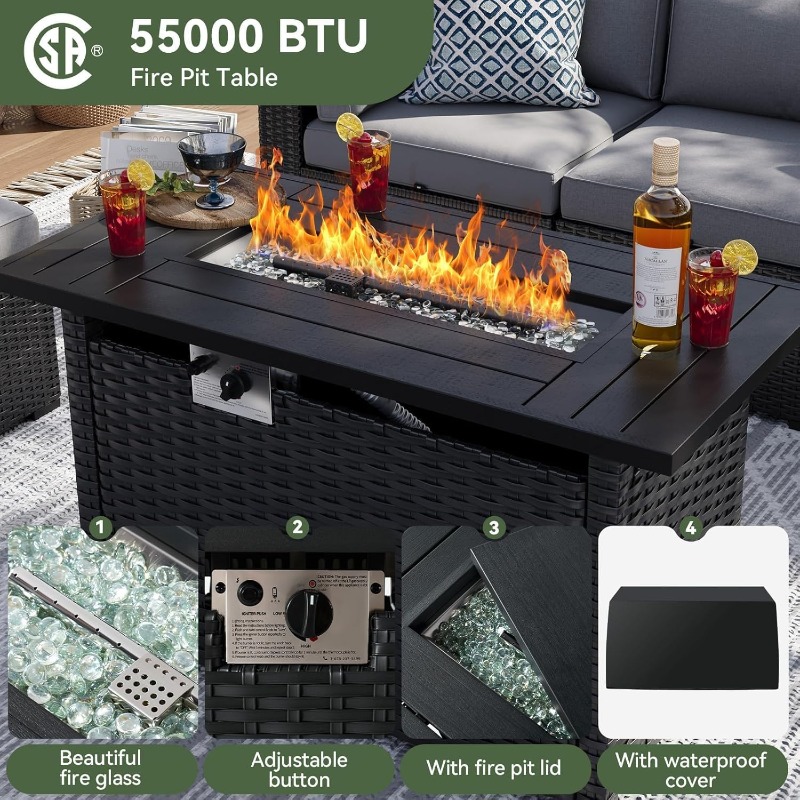 Aoxun 8 Piece Patio Furniture  - Outdoor Furniture Set With Fire Pit review and price