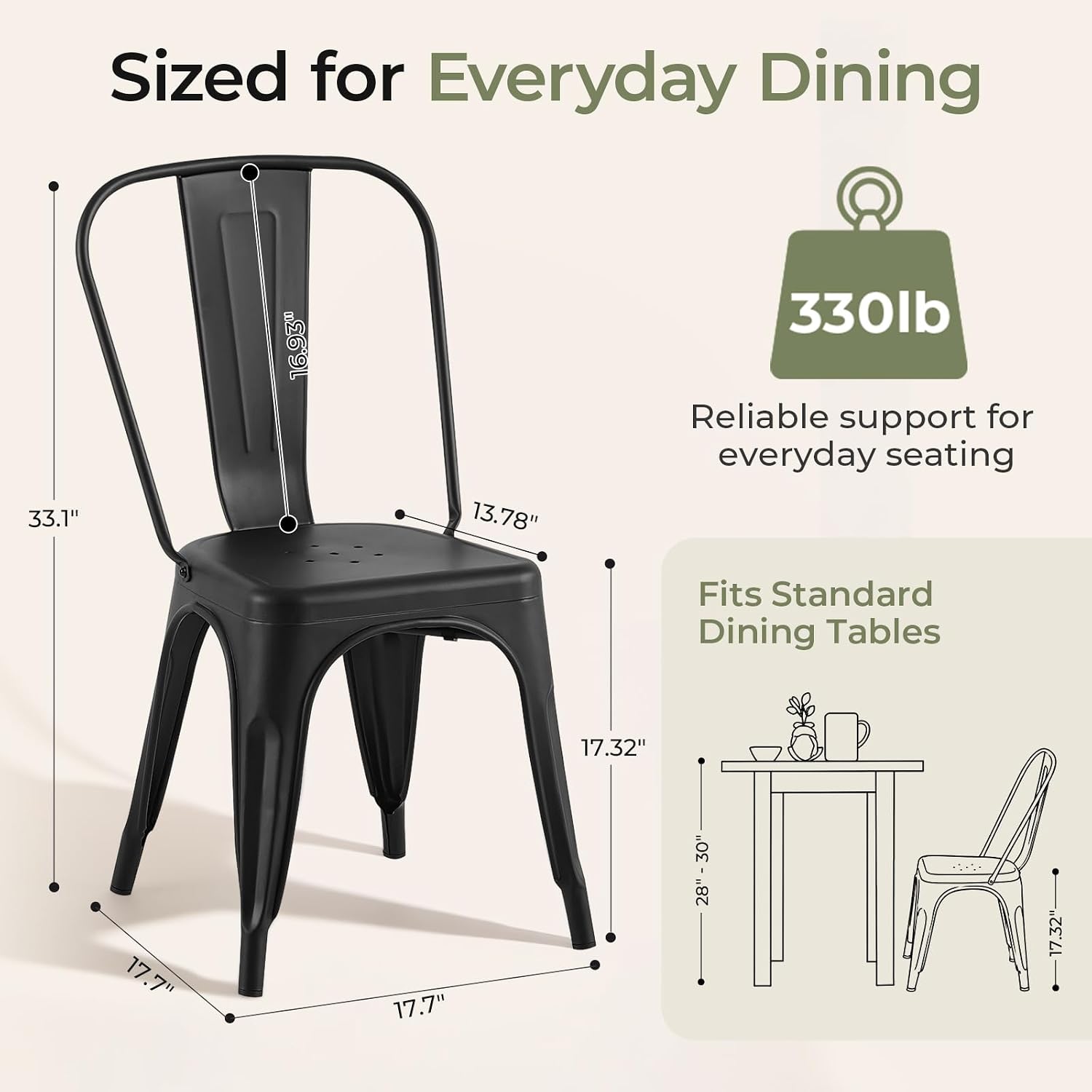 Matte Black Metal Dining Chair - Outdoor Furniture For Cafe review and price